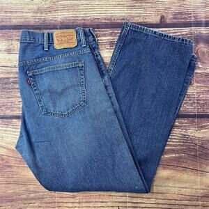 Levi's 569 Jeans Mens 38x34 Blue Denim Straight Medium Wash Cotton Distressed